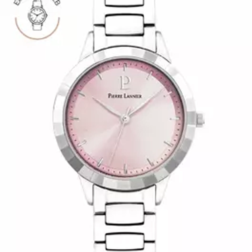 Montre Femme GALIERA Cadran Rose Bracelet Acier Argenté