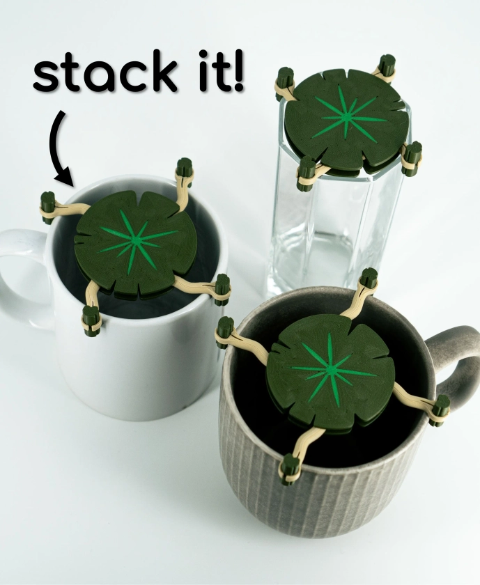 Mug Stacker Lily Pad 3D Printable STL | Organize your Drinkware with “Lilia” - 3D model by FactorianDesigns on Thangs