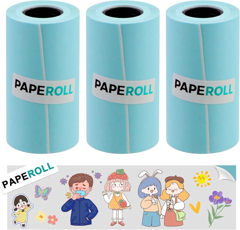 REAQUE Selbstklebendes Thermopapierrolle, 57 x 30 mm Thermische Aufkleber Weiß bedruckte Seite für PeriPage A6 /PAPERANG P1P2 / Poooli L1L2 Mini Printer, Sticker Drucker Papier, Selbstklebendes Papier