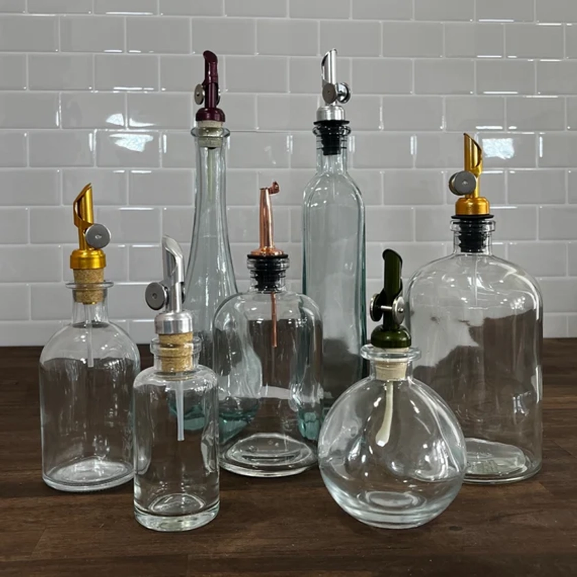 Apothecary Glass Bottles with Weighted Pour Spouts | Variety of Options | Perfect for Oils and Vinegars