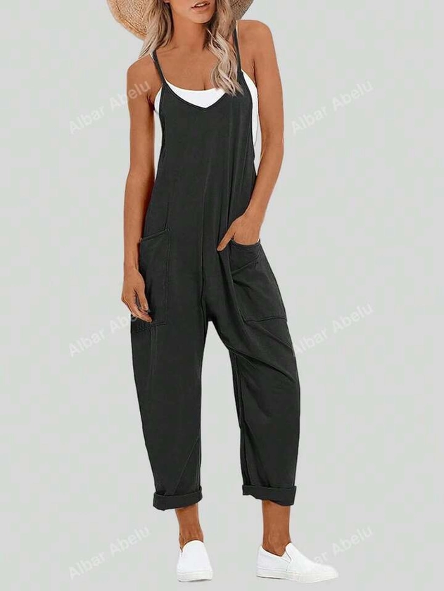 Women's Spaghetti Strap Jumpsuit With Pockets