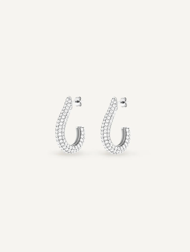 Boucles d'oreilles pendantes pavées - Chunky Hooks Earrings