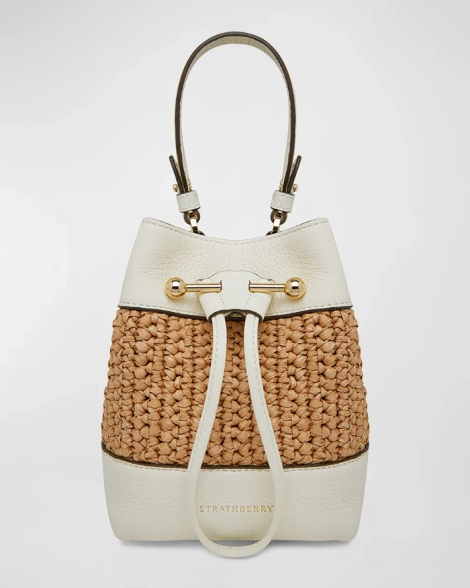 Lana Osette Raffia & Leather Bucket Bag