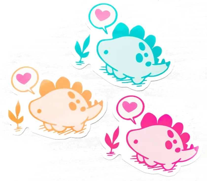 Pastel Dino Baby Stego Vinyl Sticker | Kawaii 3 Inch Stegosaurus Sticker