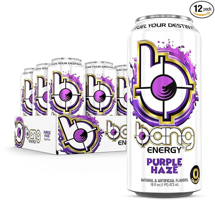 Amazon.com : Bang Energy Purple Haze, Sugar-Free Energy Drink, 16 Ounce (Pack of 12) : Grocery & Gourmet Food