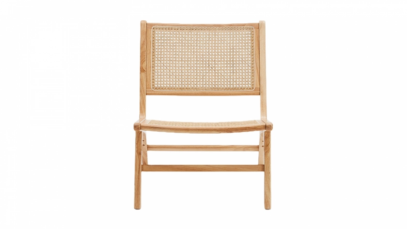 Fauteuil lounge en bois massif et cannage - Zuma