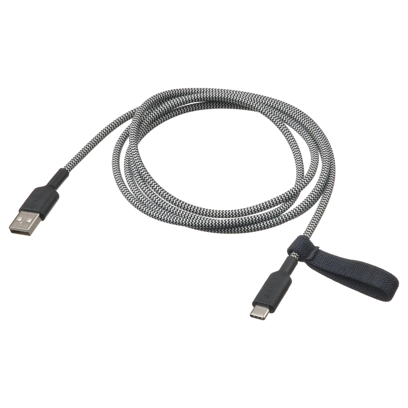 LILLHULT USB-A vers USB-C, noir/blanc, 1.5 m - IKEA