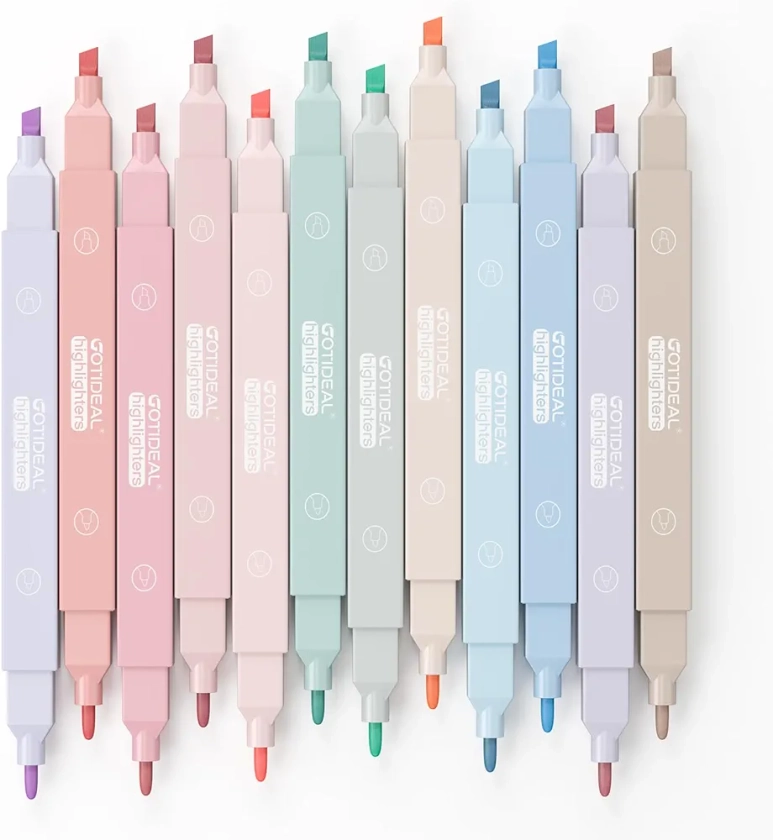 Miramar Aesthetic Cute Pastel Highlighters set, Dual tip 12 Pack No Bleed Bible Highlighters pen for office journal, School study accessory supplies : Amazon.in: Office Products
