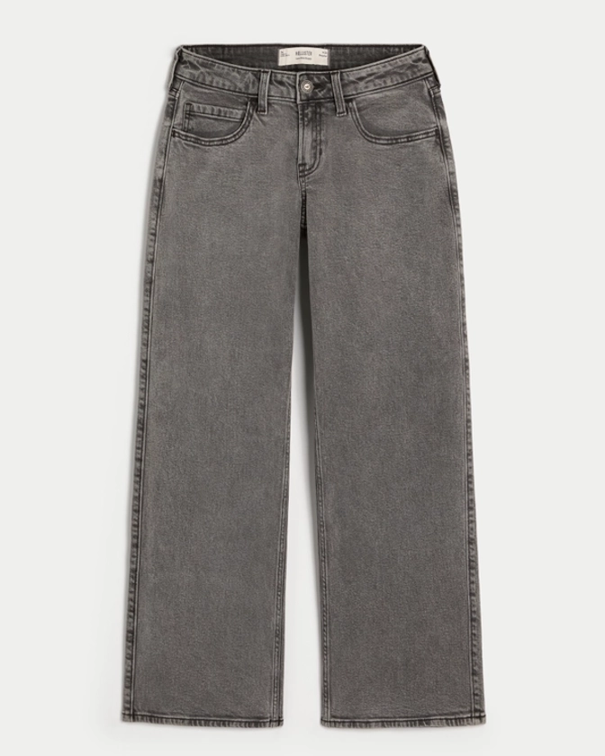 Women's Low-Rise Washed Grey Baggy Jeans | Women's Bottoms | HollisterCo.com