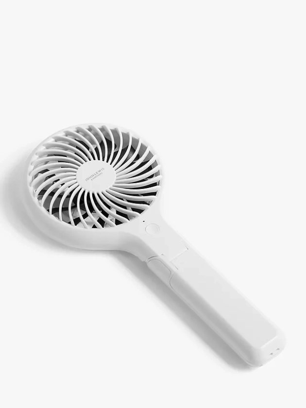 John Lewis & Partners Handheld and Foldable Desk Fan, 4 inch, White