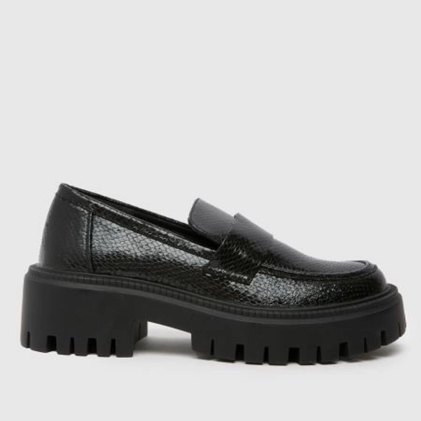 Womens Black schuh Laney Chunky Loafer Flat Shoes | schuh