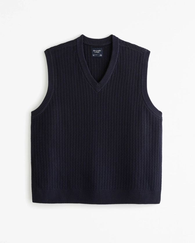 Men's Oversized Stitchy Sweater Vest | Men's Tops | Abercrombie.com