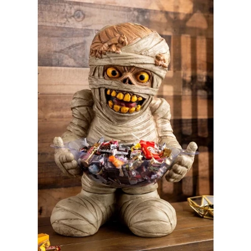 HalloweenCostumes.com Standard Deluxe Mummy Candy Bowl & Holder for Halloween Parties | Decorative Candy Dish Container for Trick-or-Treat, Brown