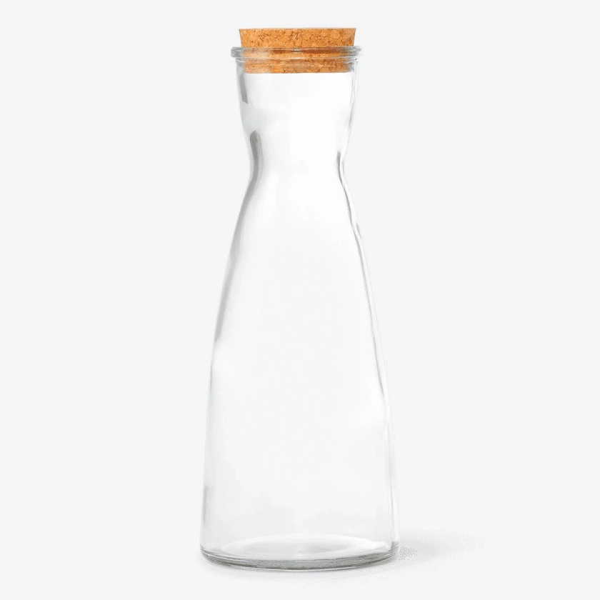 Caraffa in vetro con coperchio in sughero - Bianco - 680 ml