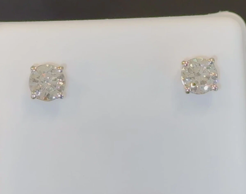 14K YELLOW GOLD .95 CARAT 5 MM CERTIFIED LAB GROWN DIAMONDS STUDS EARRINGS