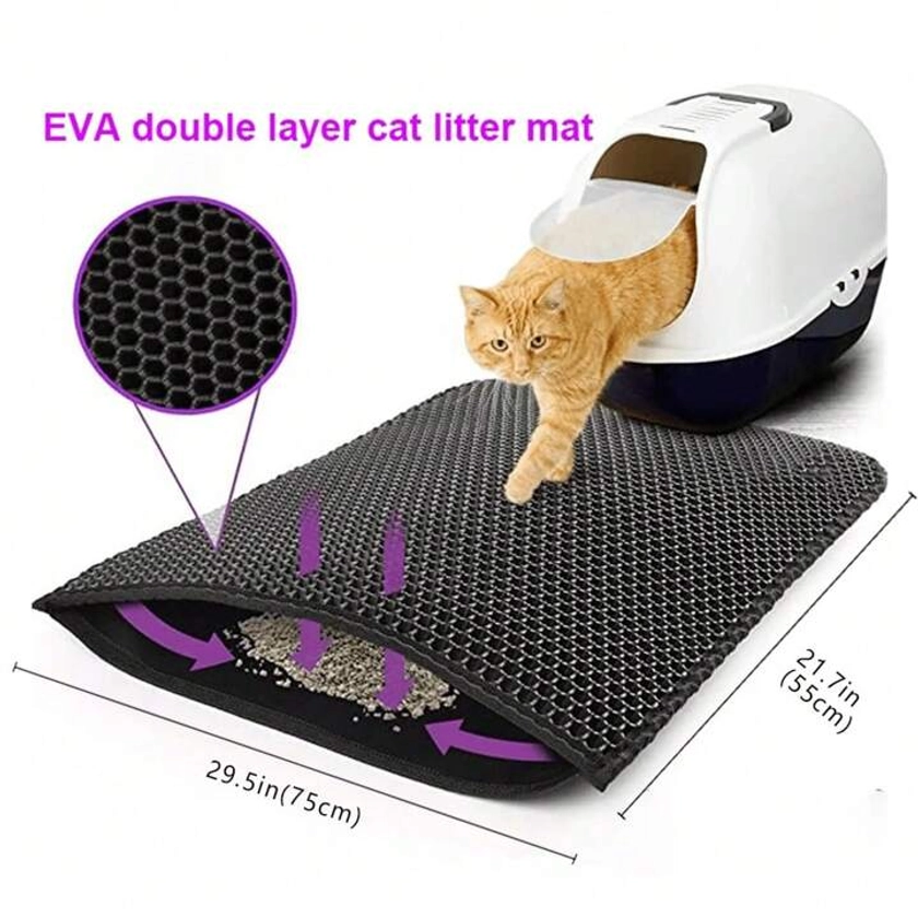 1pc Eva Cat Litter Mat Double Layer Urine-Proof Washable Indoor Household For Cats