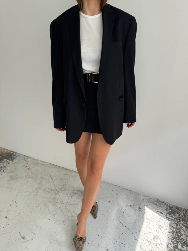 Navy mini skirt and blazer set