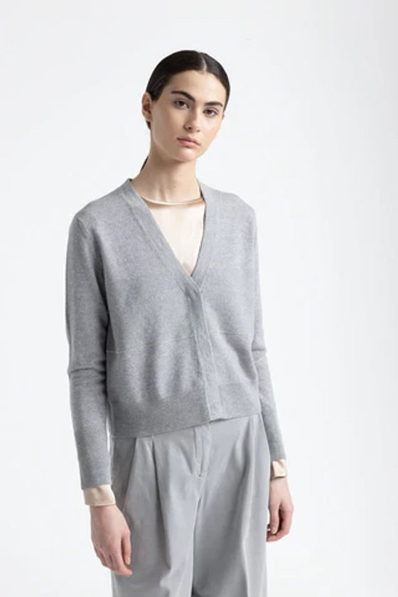 Wool, silk, cashmere and lurex cardigan