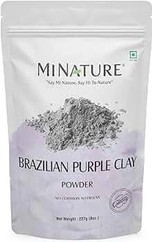 Brazilian Purple Clay by mi nature | For Younger looking skin, Detoxifying Skin | 227g(8 oz) (0.5 lb) | Facial Cleansing mask | Use to make Masks, Creams, Scrubs, Bath Bombs, Body Wash and Soaps