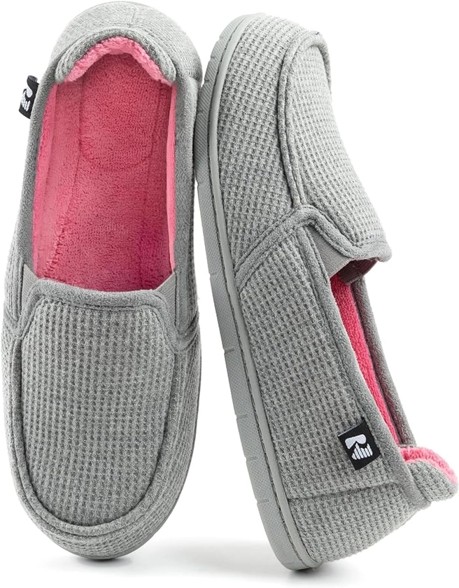 Amazon.com | RockDove Women's Two-Tone Hoodback Slipper with Removable Insole, Size 9 US Women, Grey/Pink | Slippers