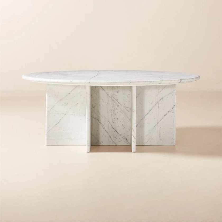 Pasar White Marble Coffee Table + Reviews | CB2