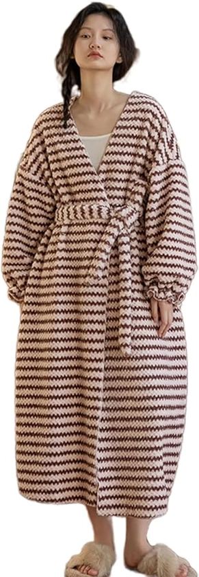 Ailizeye Thickened Premium Womens Plush Soft Robe Fluffy, Warm, Fleece Sherpa Shaggy Wool Bathrobe Nightgown Pajamas