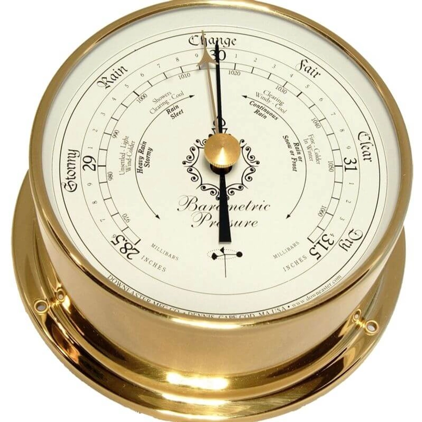 Downeaster Barometer 3060, White Face, Brass or Nickel CaseBrass Case