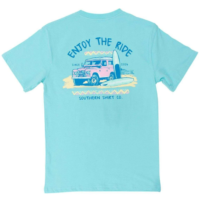Southern Shirt Company Enjoy the Ride Tee Shirt in Aqua Sky – Country Club Prep