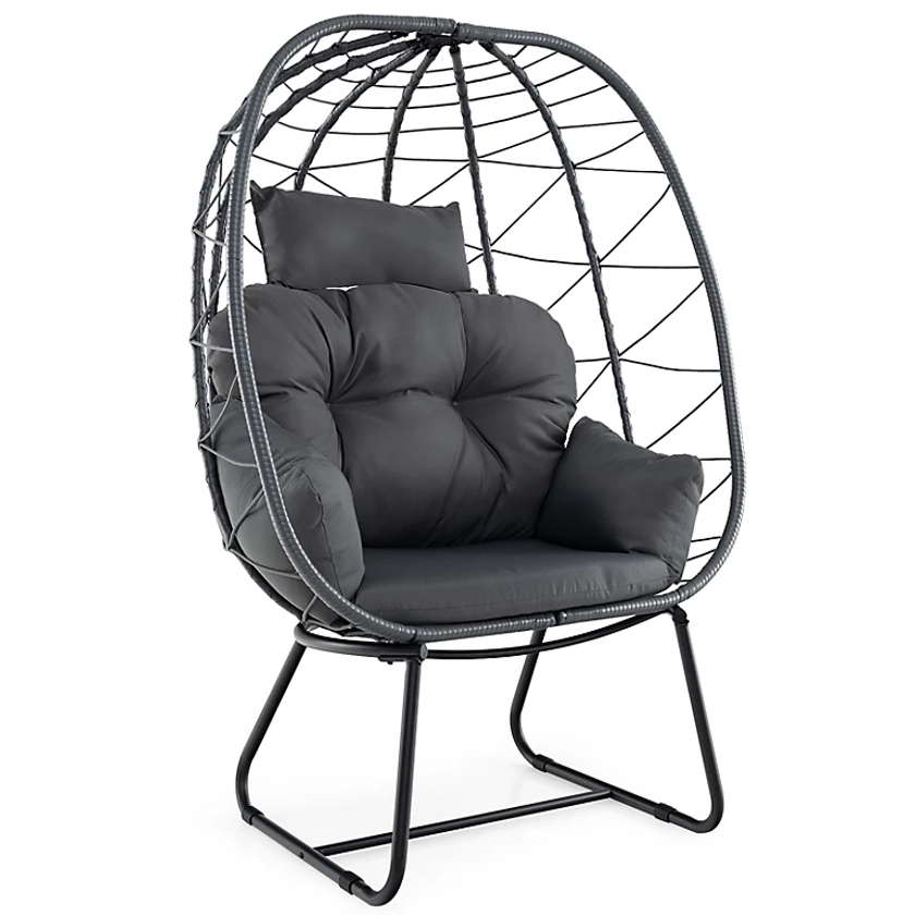 Costway PE Wicker Egg Chair Indoor Outdoor Lounge Chair Patio Basket Chair | DIY at B&Q