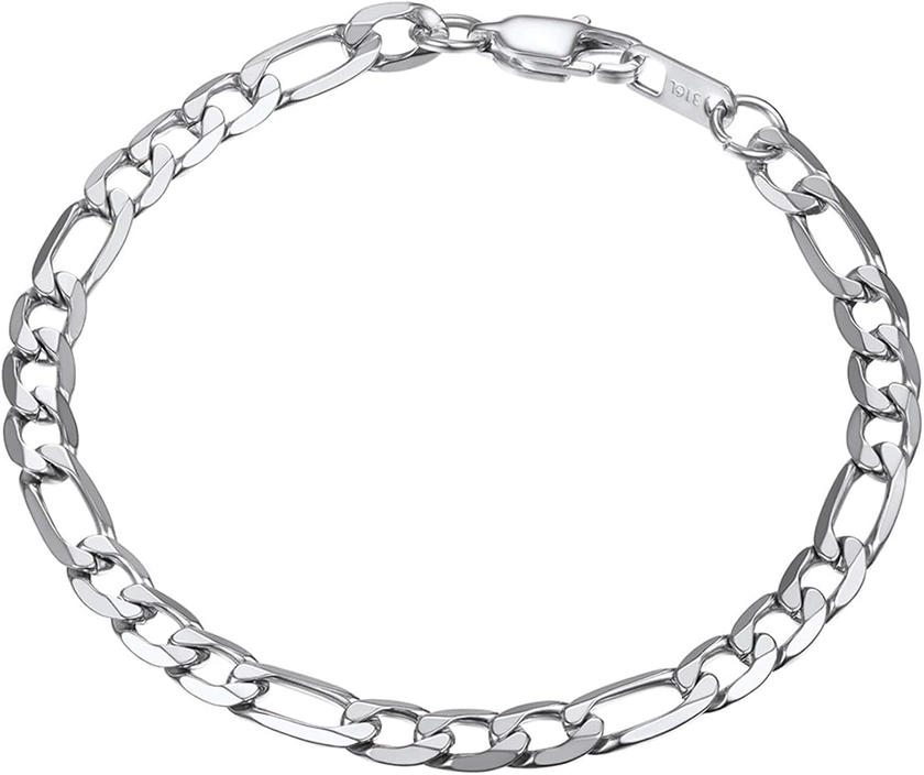 PROSTEEL Gourmette Homme Chaîne Bracelet Figaro 6mm/9mm/13mm en Acier Inoxydable/Plaqué Or/Noir, 19cm/21cm de Long