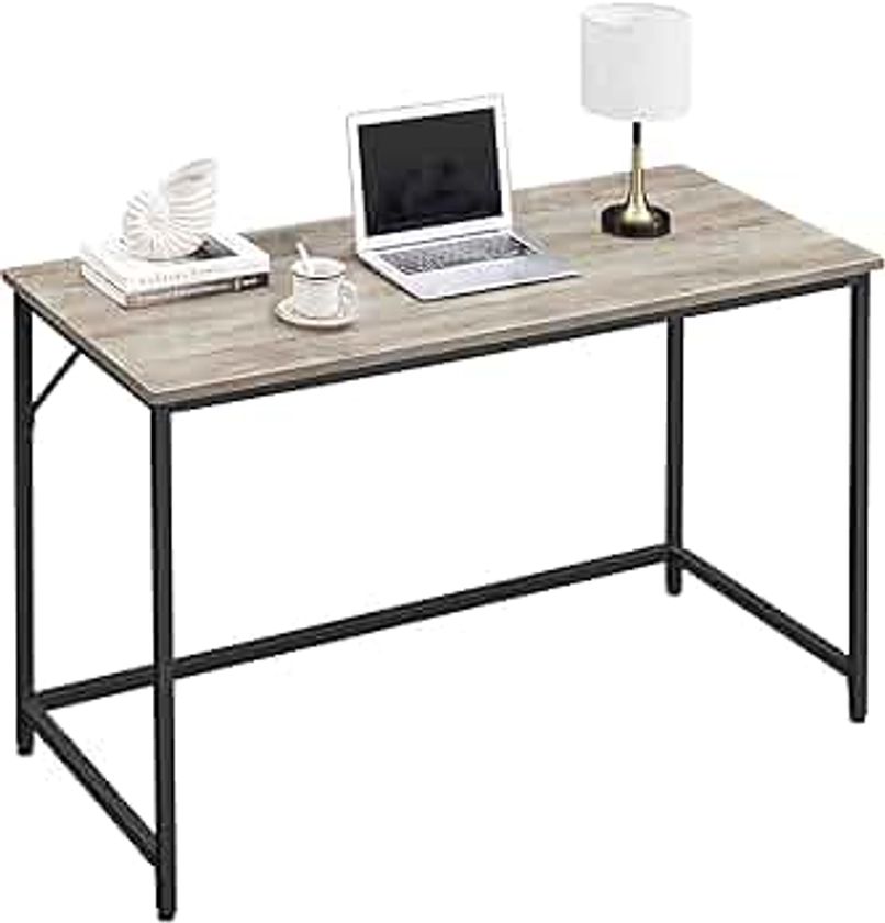 VASAGLE Bureau, Table, Poste de Travail, pour Bureau, Chambre, 60 x 120 x 76 cm, Style Industriel, Cadre en Métal, Grège Chiné et Noir d'encre LWD039B02