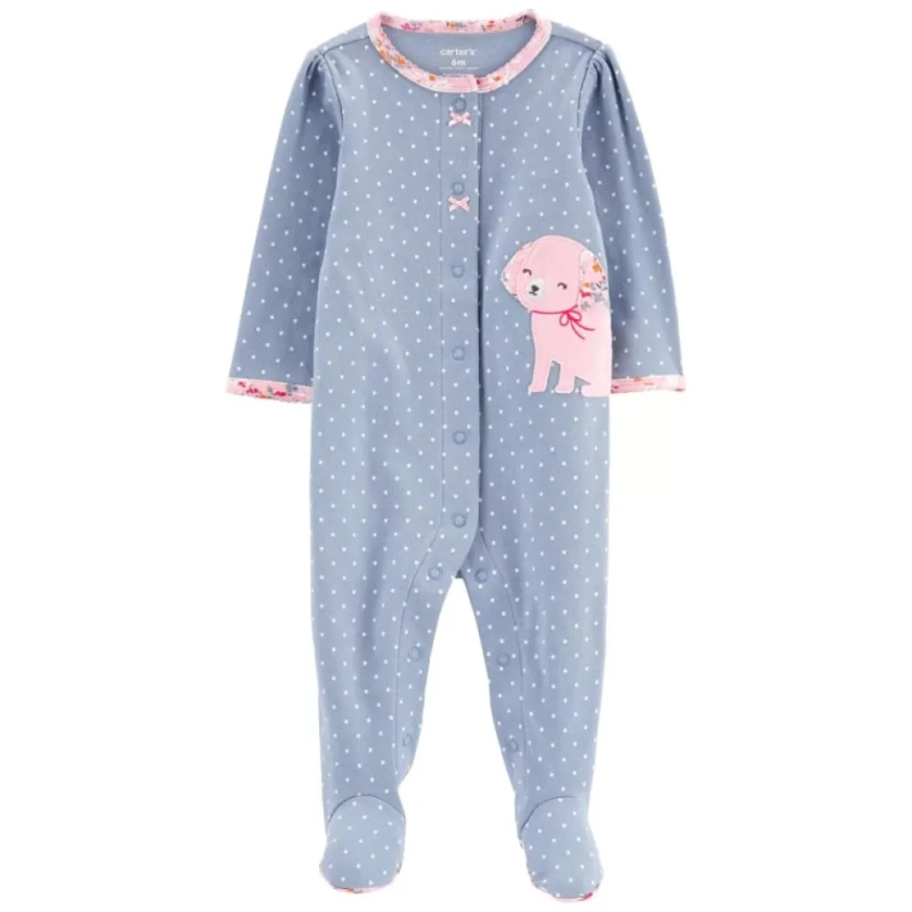 Enterizo Pijama Carters Algodón Interlock Manga Larga Diseño Perrita para Bebé Niña de 3 a 6 meses | Oechsle