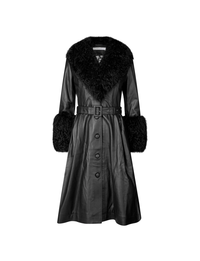 Foxy Shearling Coat — Black