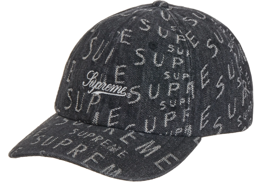 Supreme Warp Jacquard Logos Denim 6-Panel Black
