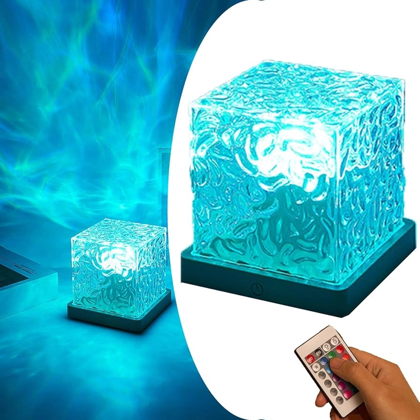 Celestial Water Lamp, Tesseract Lamp, Auraglimmer Celestial Wave Lamp, Aura Wave Tesseract Lamp, 16 Color Crystal Ambient Tesseract Atmosphere Light, Ambient Lighting For Dinner Bar Game Room (Square)