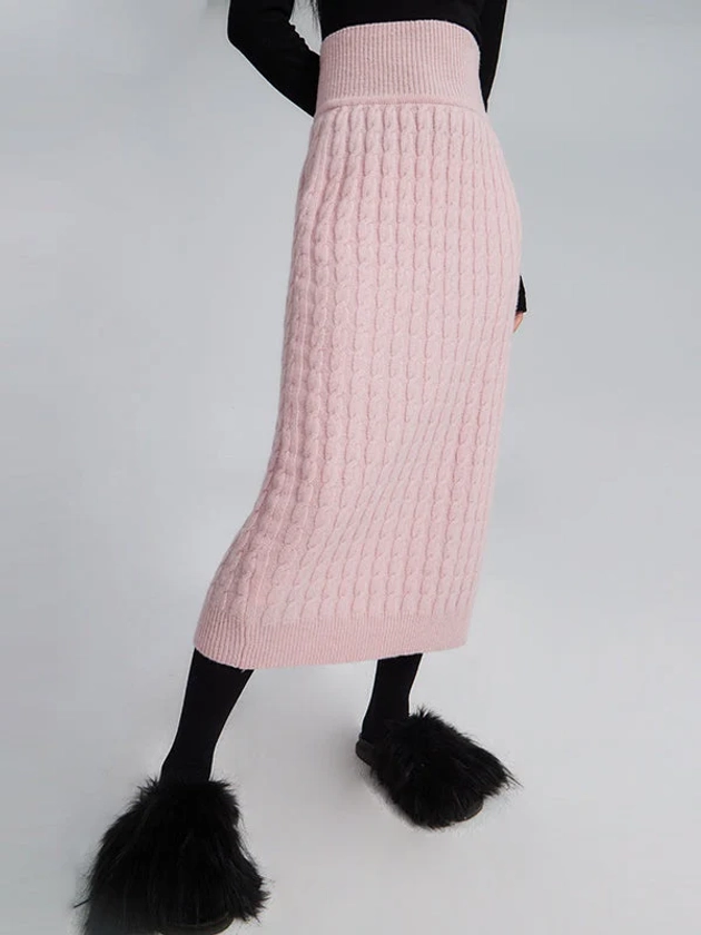 Wool High Waist Knitted Skirt -Uare