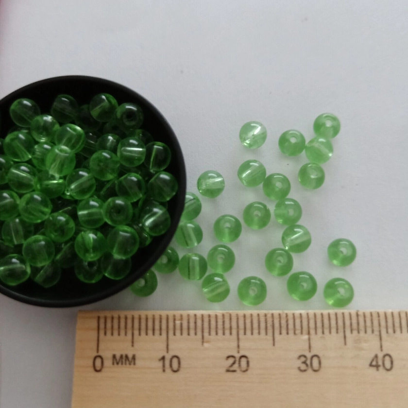 95pcs 4mm Round Light Green Glass Beads AUS Free Postage GL10