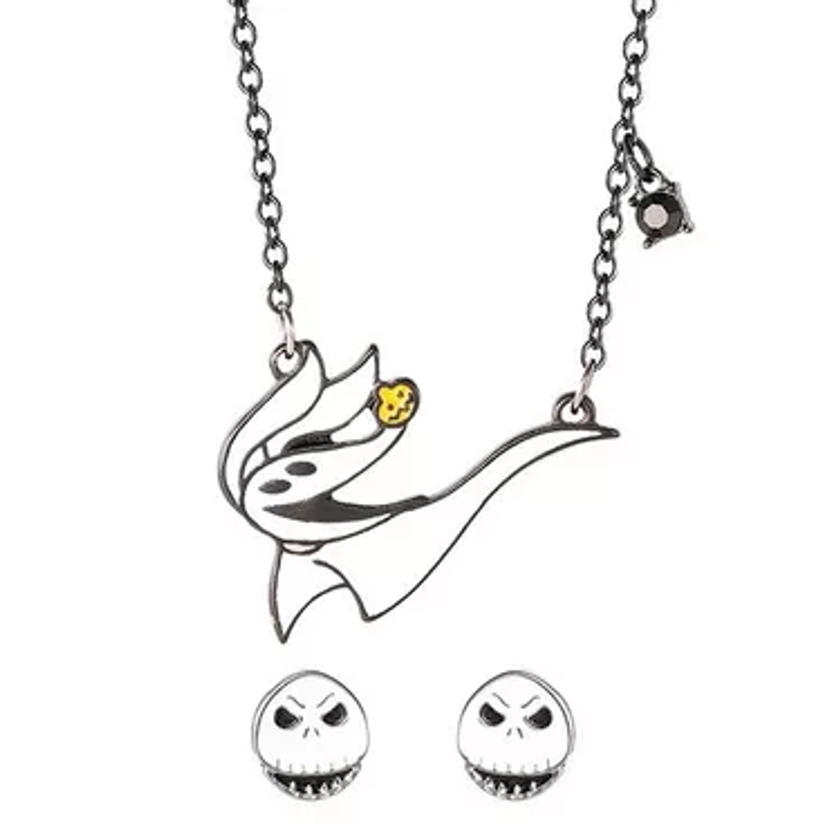 Zero & Jack Skellington Necklace & Stud Earring Jewelry Set - The Nightmare Before Christmas