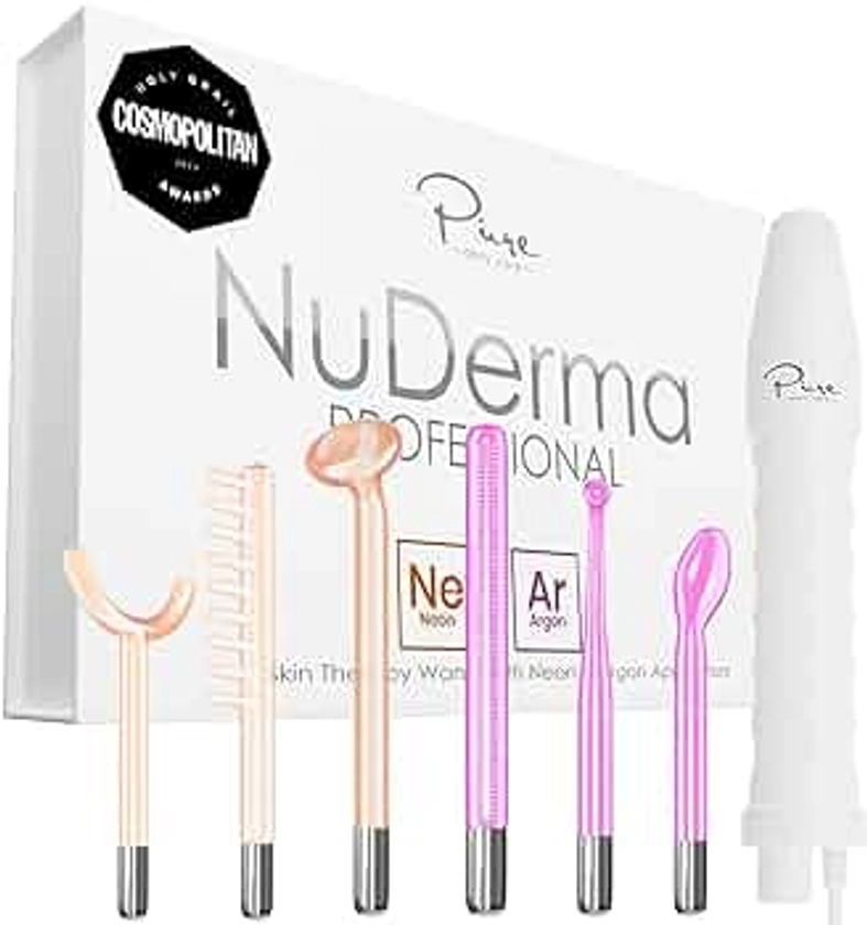 NuDerma Professional Skin Therapy Wand - Portable Skin Therapy Machine with 6 Neon & Argon Wands – Boost Your Skin – Clear Firm & Tighten