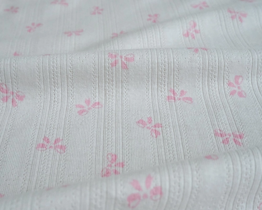 Pink Bow - Abby Organic Cotton Pointelle | Lyrical Fabrics