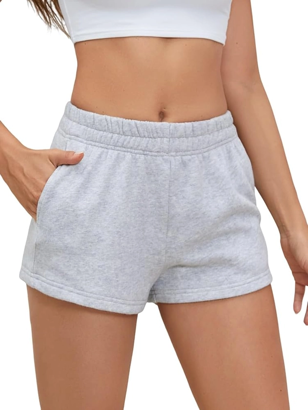 SOLY HUX Women's Sweat Shorts Casual Summer Elastic High Waist Running Lounge Shorts with Pockets