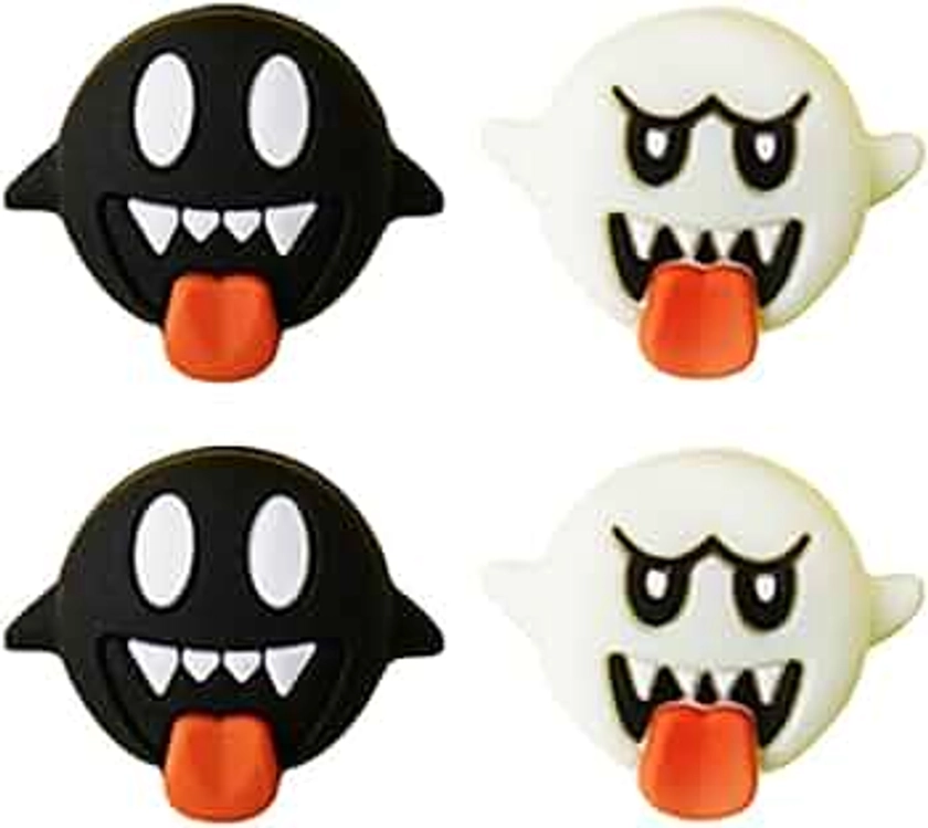 PERFECTSIGHT Halloween Skull Switch Thumb Grips, Cute Joystick Caps for Nintendo Switch, 4 PCS Thumbstick Cover for Switch Lite/Switch OLED, Button Cover for NS Joycon Controller (Black White Ghosts)