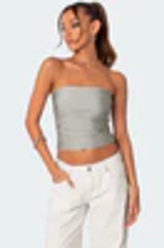 Maxeen Shiny Gathered Tube Top