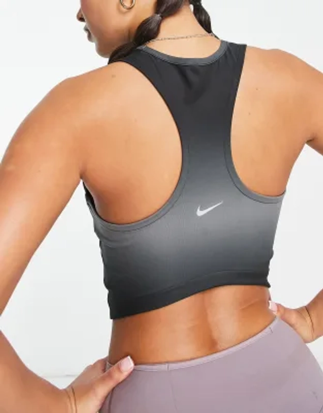 Nike Running Swoosh gradient cropped tank in black | ASOS