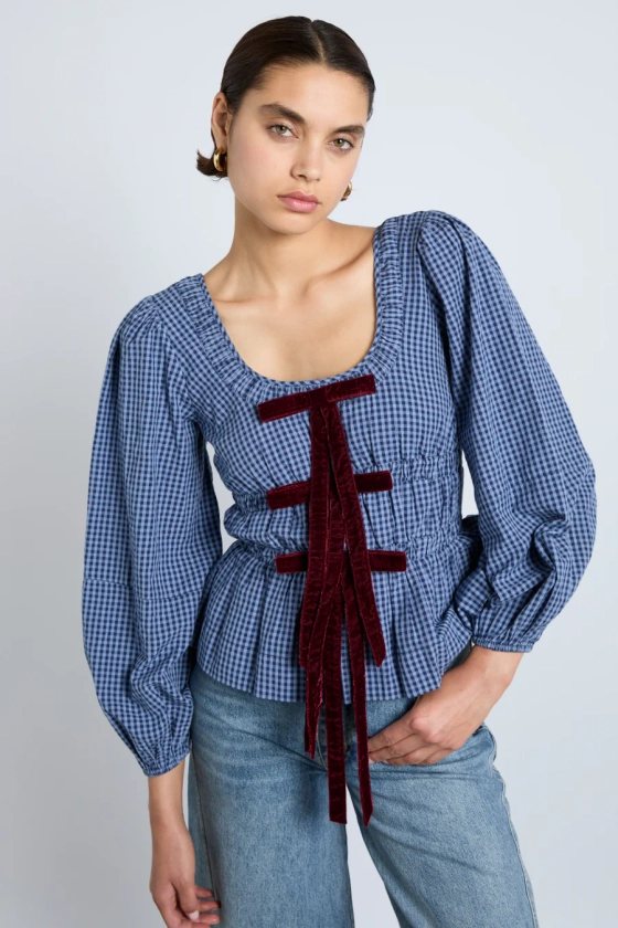 dakota blouse - blue check