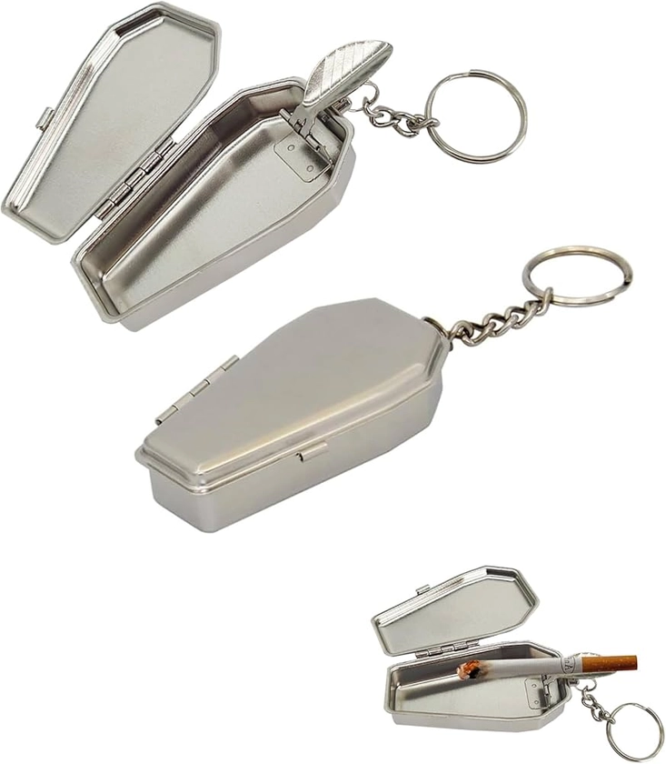 TUANJIE Pack of 2 Portable Mini Pocket Ashtray Mini Coffin Ashtray Mini Mobile Ashtray for Outdoor Use with Lid and Key Ring for On the Go Travel Hiking Outdoor Camping (Silver) : Amazon.com.au: Health, Household & Personal Care