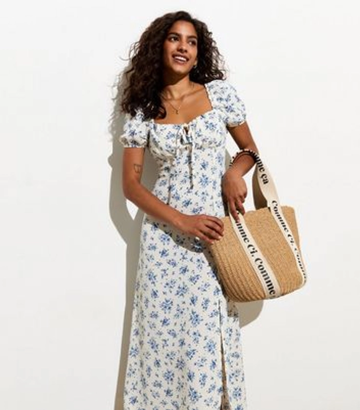 Petite Floral Print Short-Sleeved Midi Dress