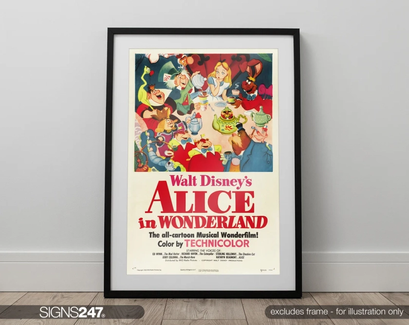 Alice In Wonderland Movie Poster | Movie Prints For Cinema Rooms | Wall Art | Home Decor | A0 A1 A2 A3 A4 A5