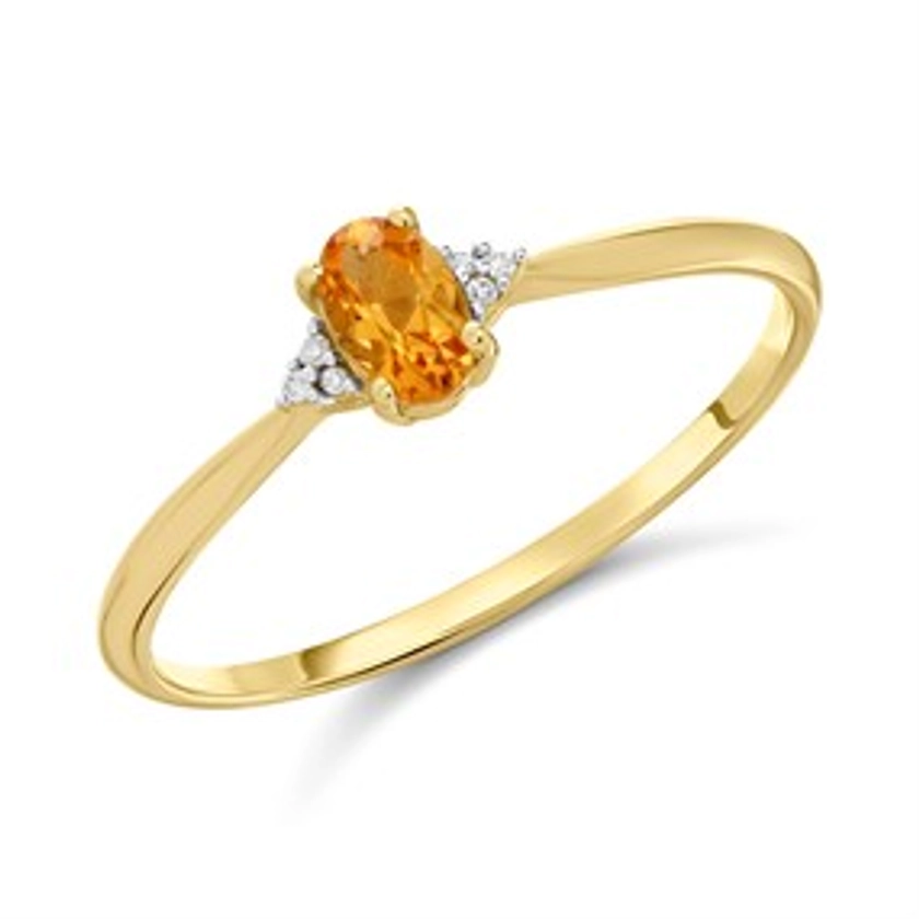 9ct Gold Citrine And Diamond Birthstone Ring - November - R0211-K