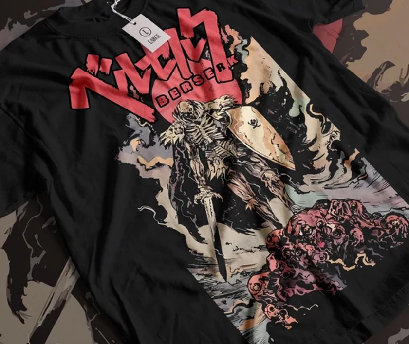Anime Vintage Special T-shirt Unisex, Anime Manga Shirt, Anime Shirt, Black Swordsman, Skull Knight, Graphic Anime Tee, Manga Shirt, Japan